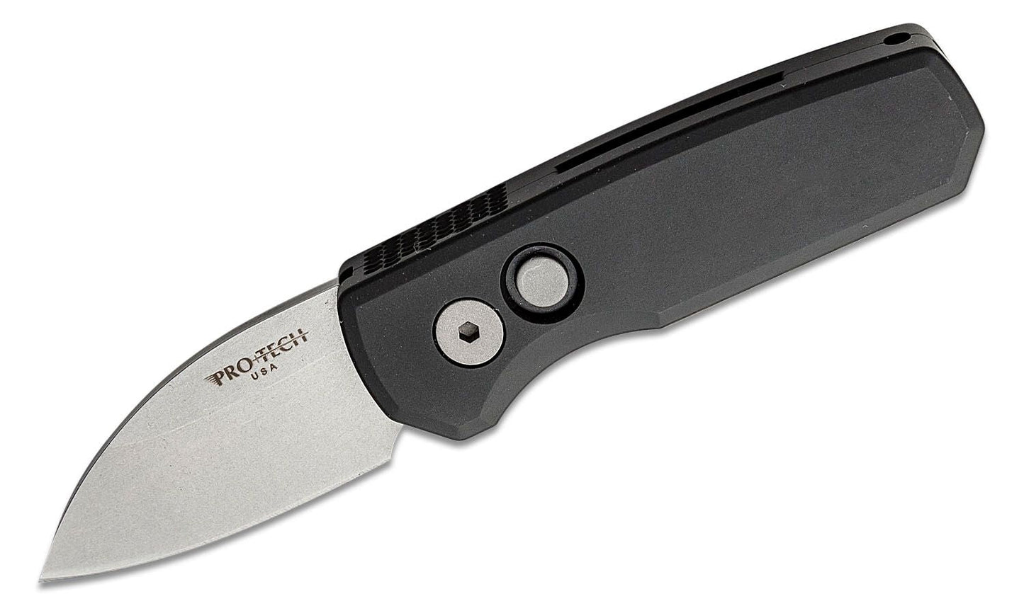 Pro-Tech Knives Runt 5 Magnacut Wharncliffe Blade Black Aluminum Handles - R5301