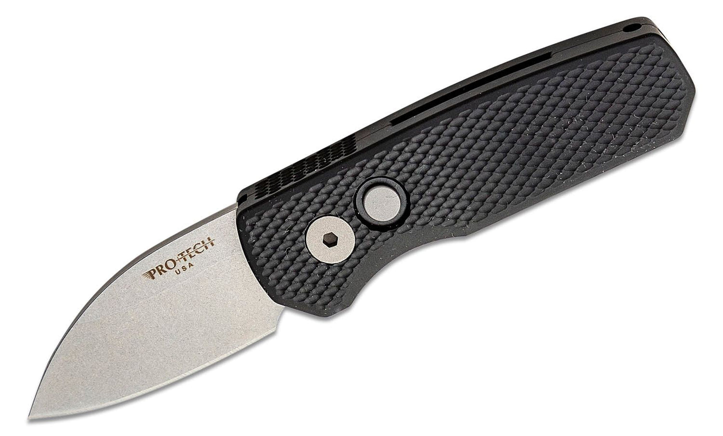 Pro-Tech Knives Runt 5 Magnacut Wharncliffe Blade Textured Black Handles - R5305