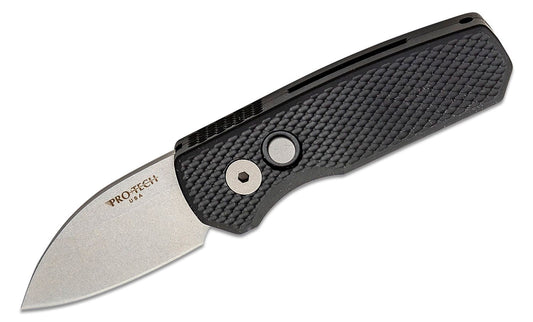 Pro-Tech Knives Runt 5 Magnacut Wharncliffe Blade Textured Black Handles - R5305