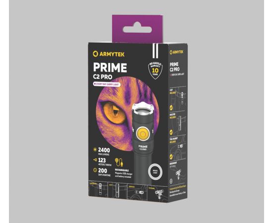 Armytek Prime C2 Pro Magnet USB / XHP50.2 White / 2400 lm / TIR 70Â°:120Â° / 1x18650 (incl.)