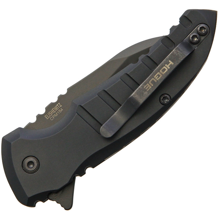 Hogue X1-MicroFlip 24166 Push Button Folding Knife 2.75in CPM 154 Wharncliffe Black Cerakote Steel Blade Matte Black Aluminum Handles