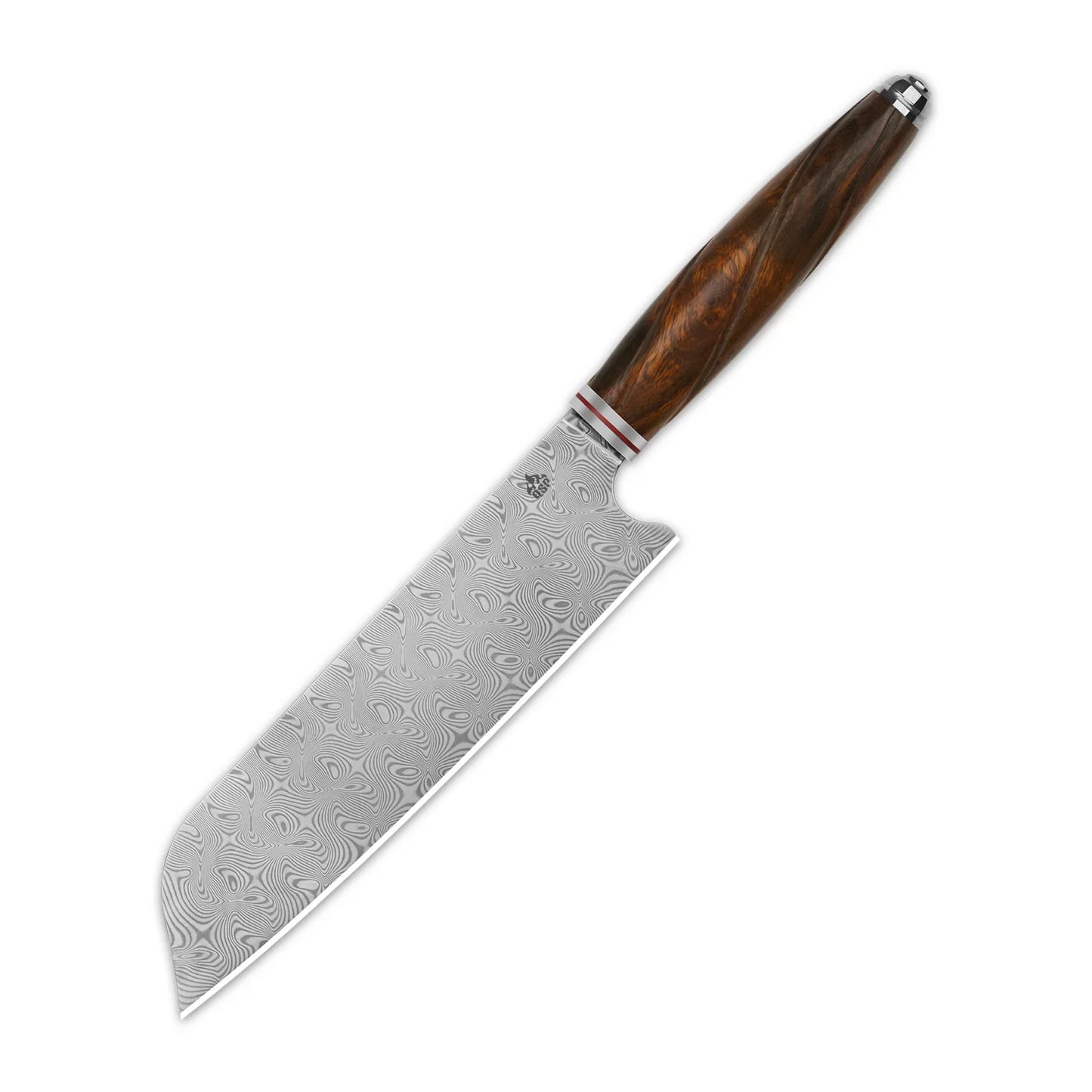 Santoku 7" Laminated Damasucus Desert Iron Wood QS-KK-002B