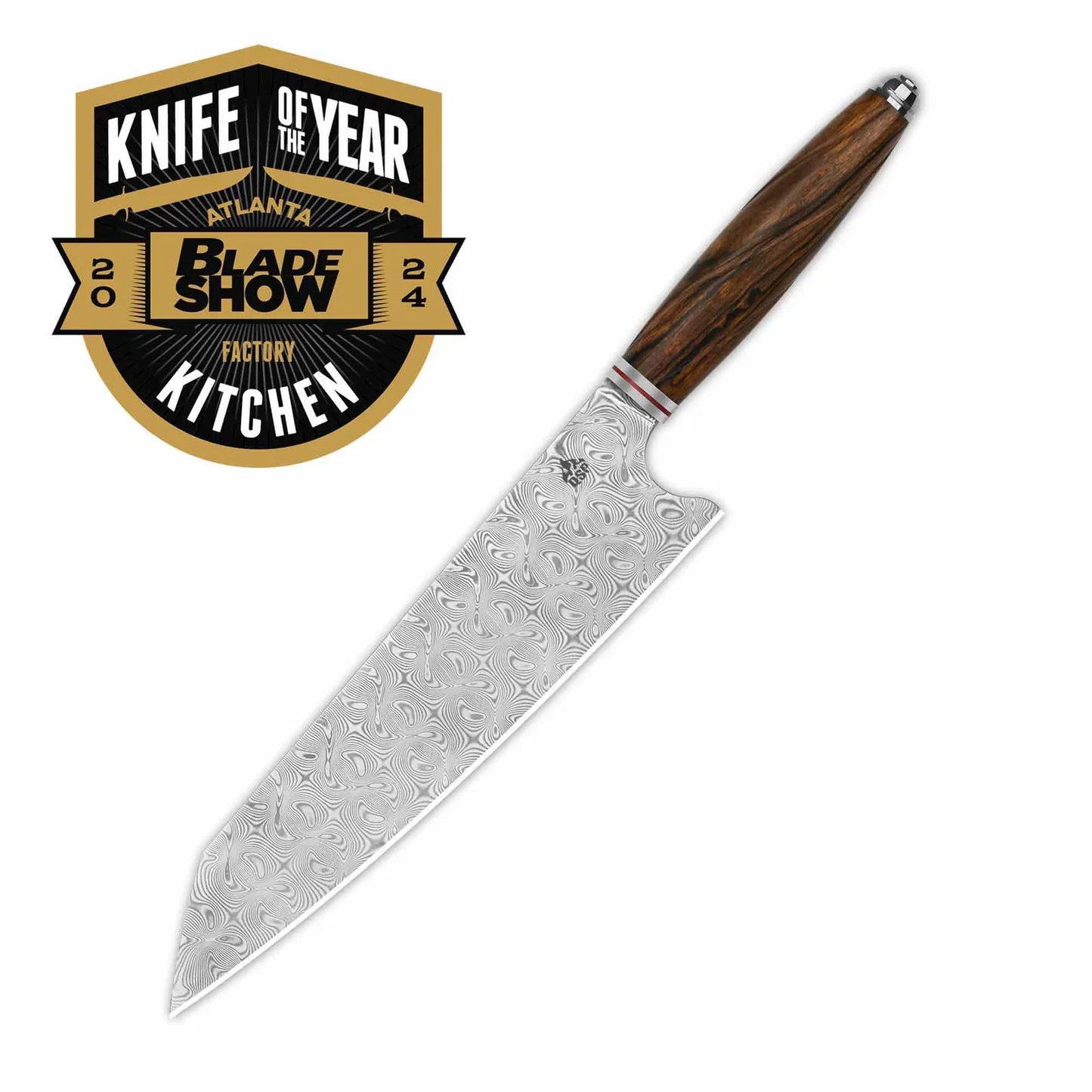QSP 8"  Kiritsuke Laminated Damascus desert iron wood QS-KK-004B