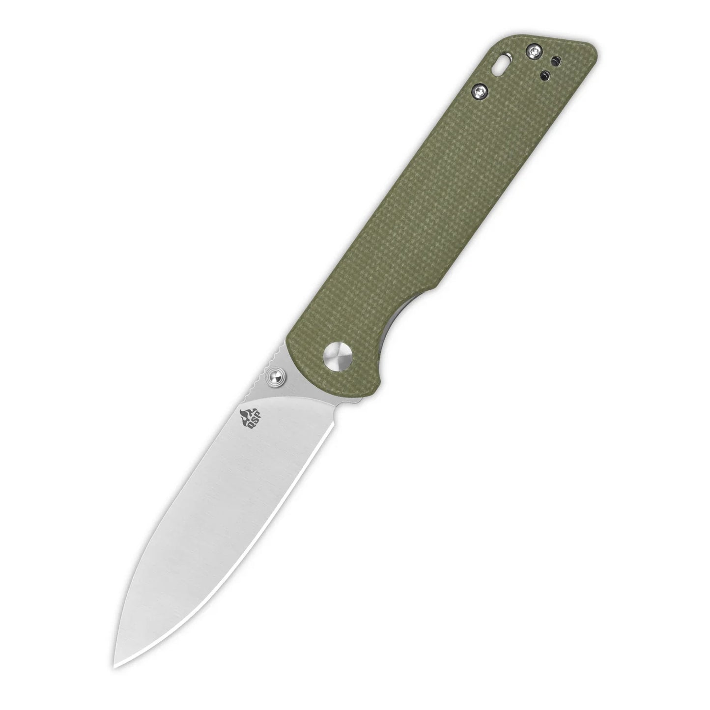 QSP Parrot V2 - 3.25" D2 Spear Point Blade Green Micarta Handle - (QS102-G)