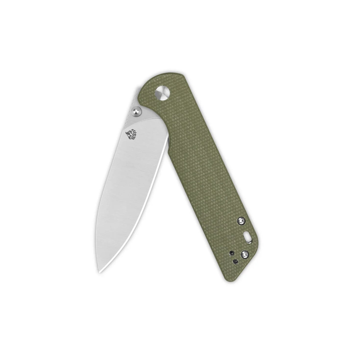 QSP Parrot V2 - 3.25" D2 Spear Point Blade Green Micarta Handle - (QS102-G)