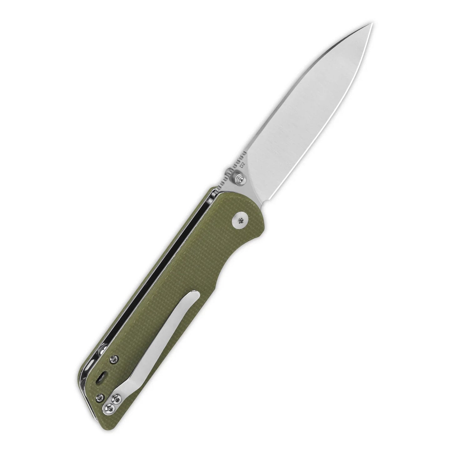 QSP Parrot V2 - 3.25" D2 Spear Point Blade Green Micarta Handle - (QS102-G)