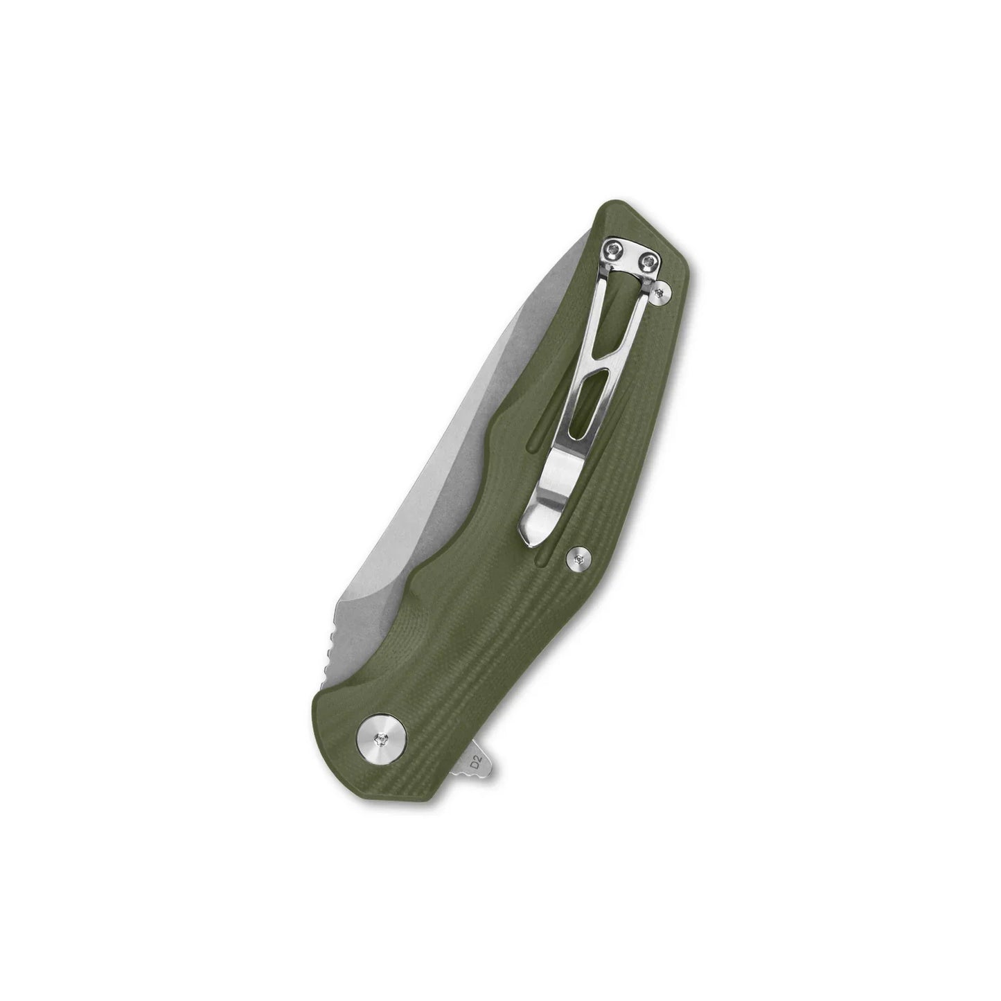 QSP Pangolin 3.75" D2 Stonewashed blade Green G10 handle QS105-B