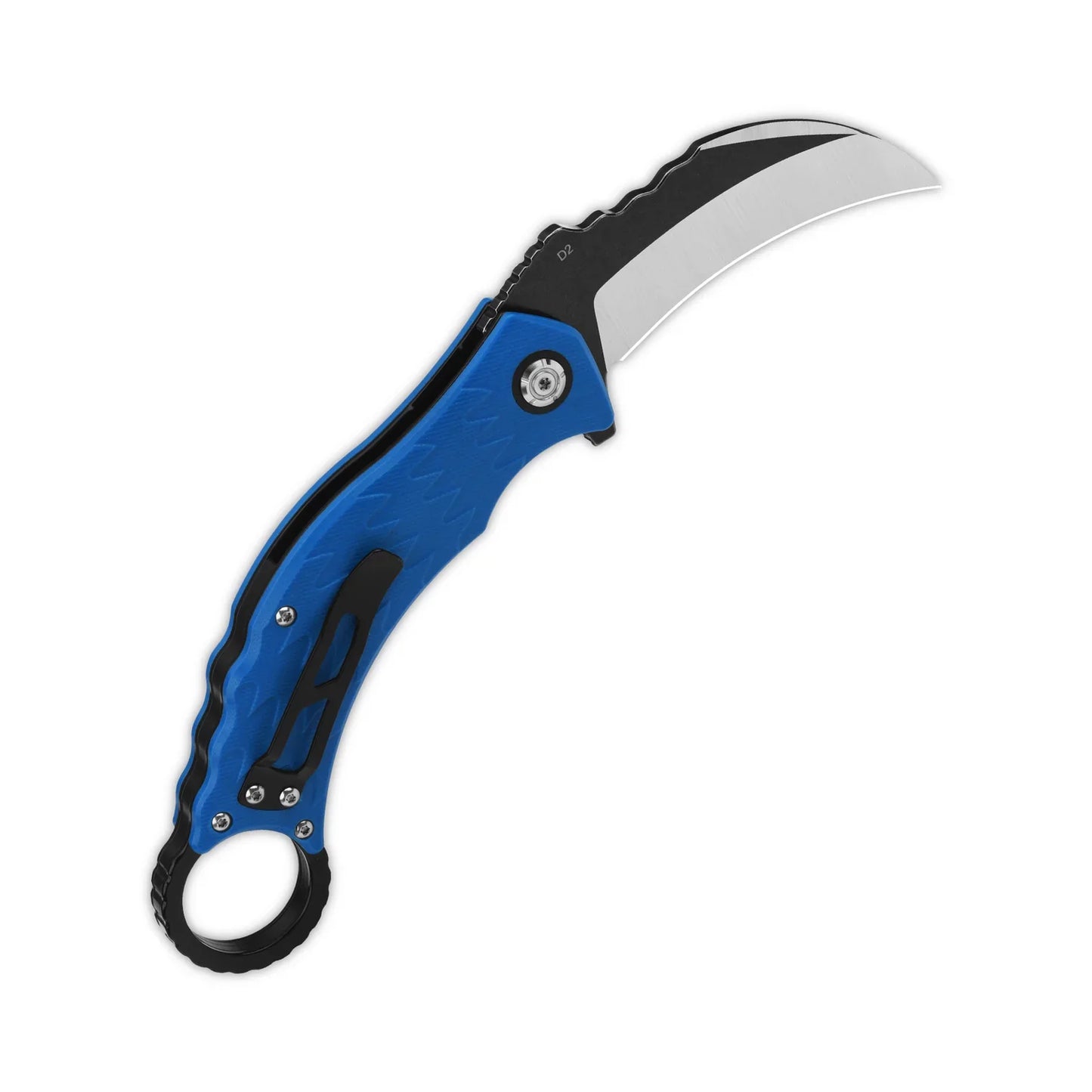 QSP Eagle 3.125" D2 Black-satin blade Blue G10 handle QS120-D