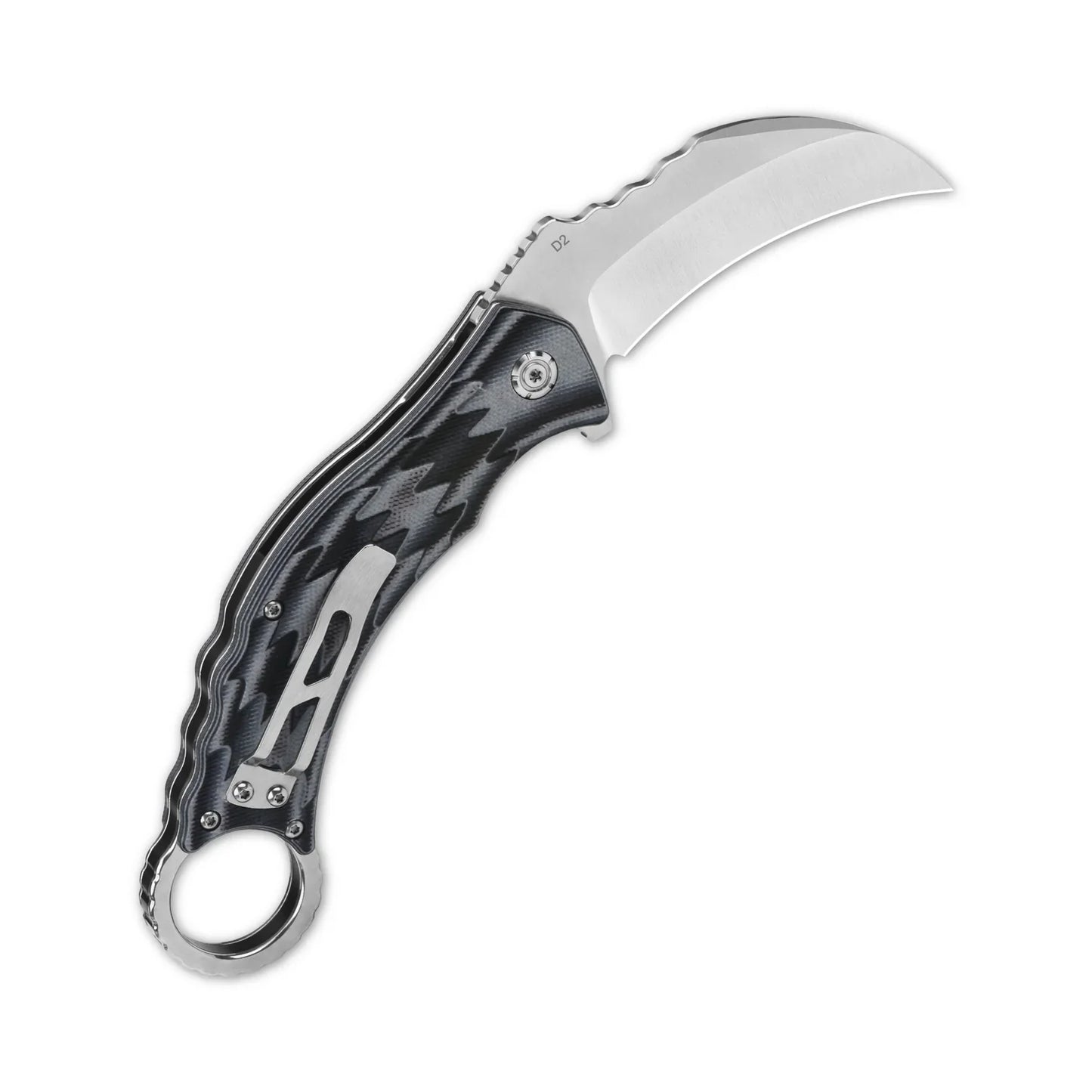 QSP Eagle 3.125" D2 Satin blade Black-gray G10 handleQS120-E