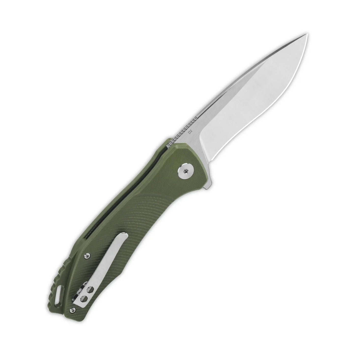 QSP Raven - 3.375" D2 Blade, Green G10 Handles - (QS122-B1)