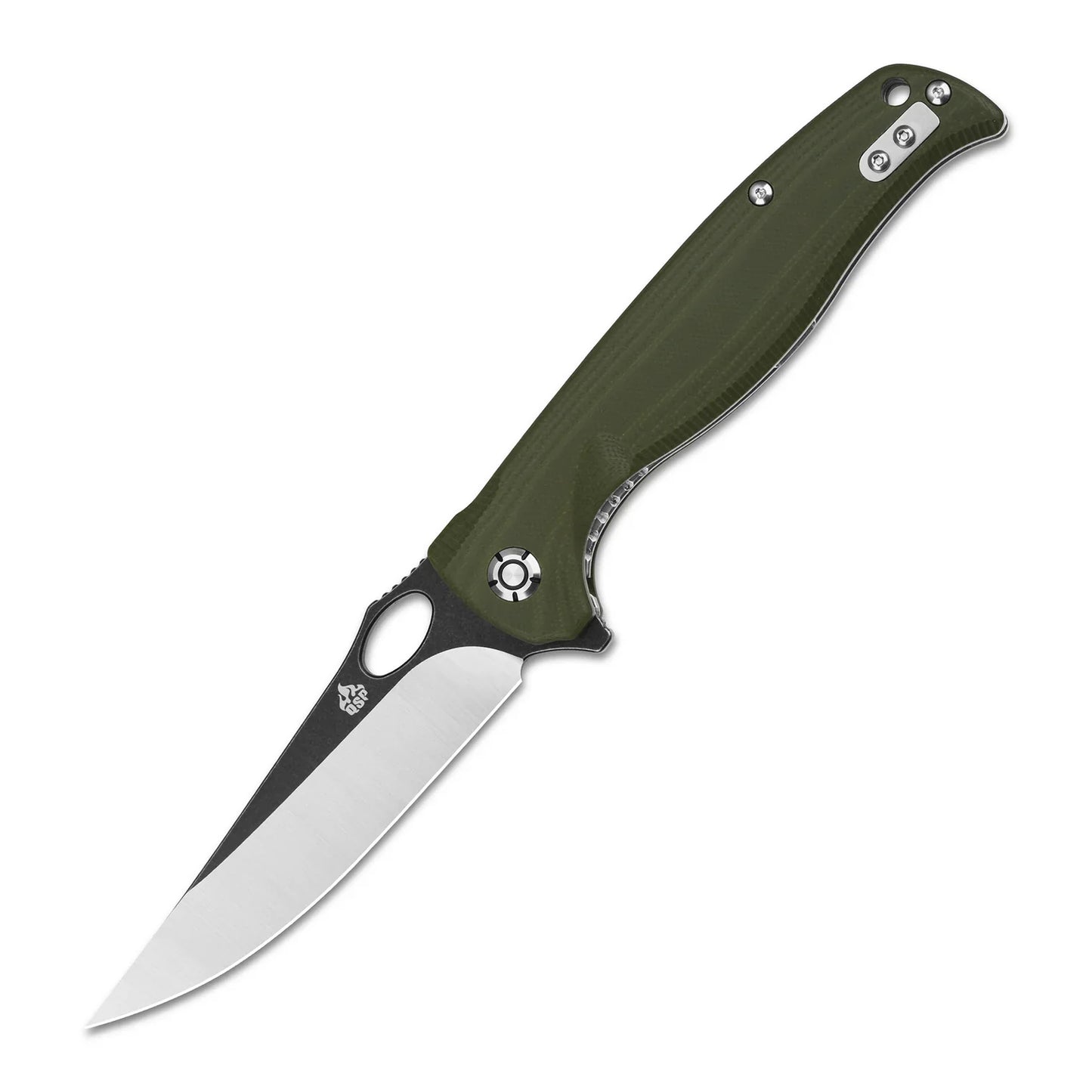 QSP Gavial 4.00" D2 Black-satin blade Green G10 QS126-B