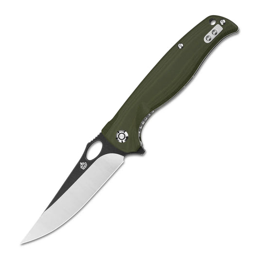 QSP Gavial 4.00" D2 Black-satin blade Green G10 QS126-B