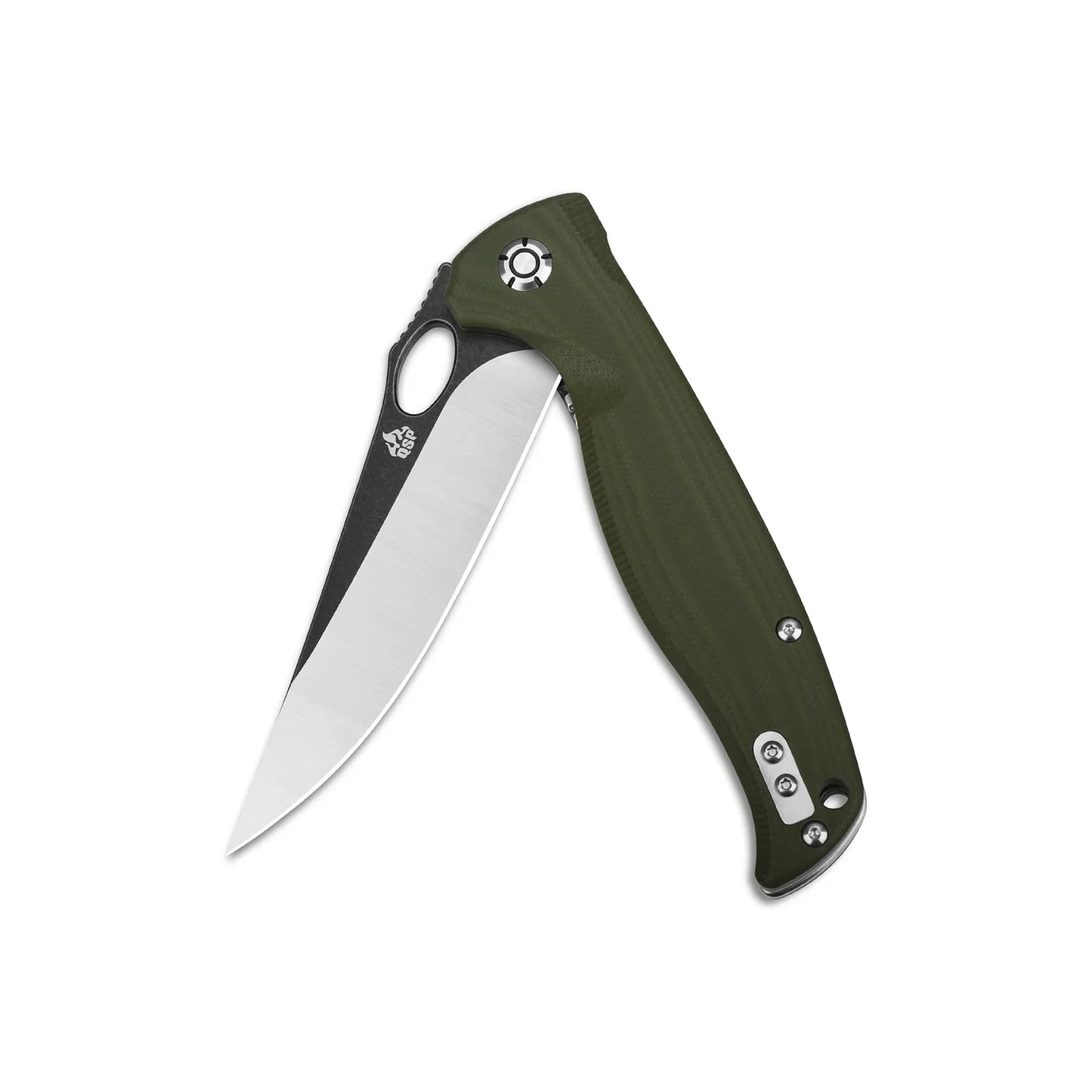 QSP Gavial 4.00" D2 Black-satin blade Green G10 QS126-B