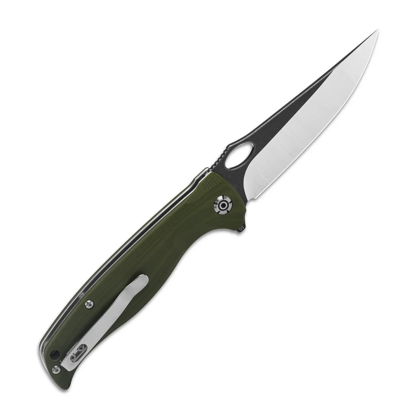 QSP Gavial 4.00" D2 Black-satin blade Green G10 QS126-B