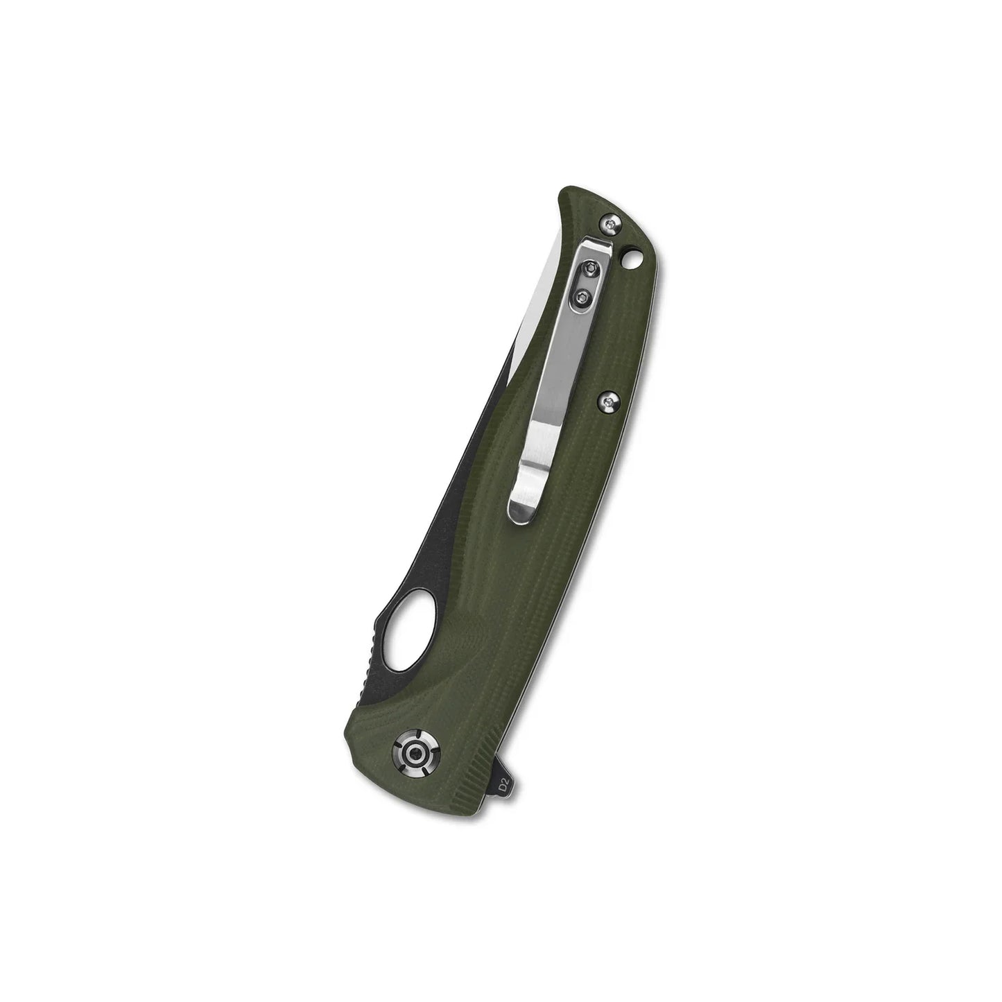QSP Gavial 4.00" D2 Black-satin blade Green G10 QS126-B