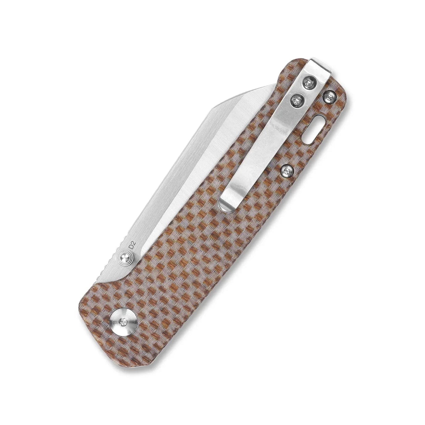 QSP Penguin 3.06" D2, 2 tone Satin finish Brown Texture Micarta QS130-A
