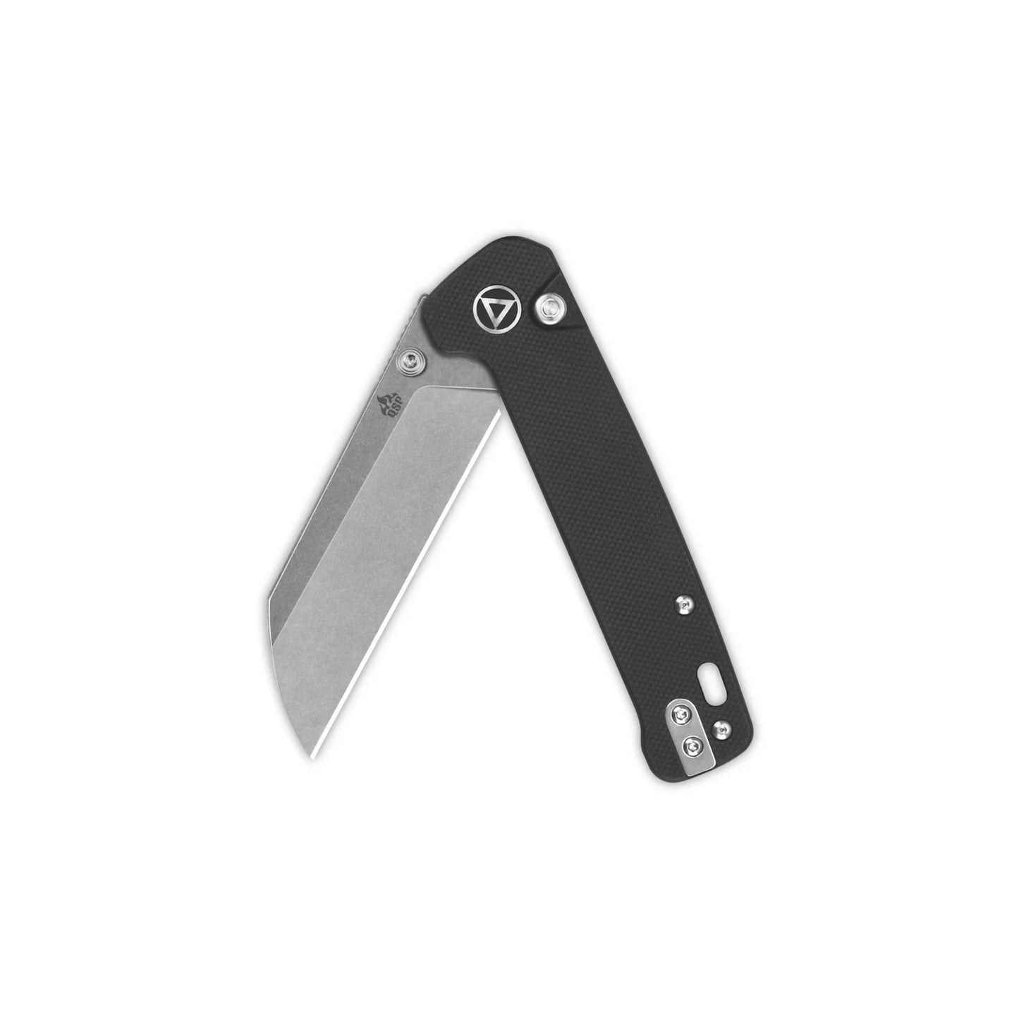 QSP Penguin Button Lock 3.06" 14C28N Stonewashed Blade Black G10 QS130BL-A1