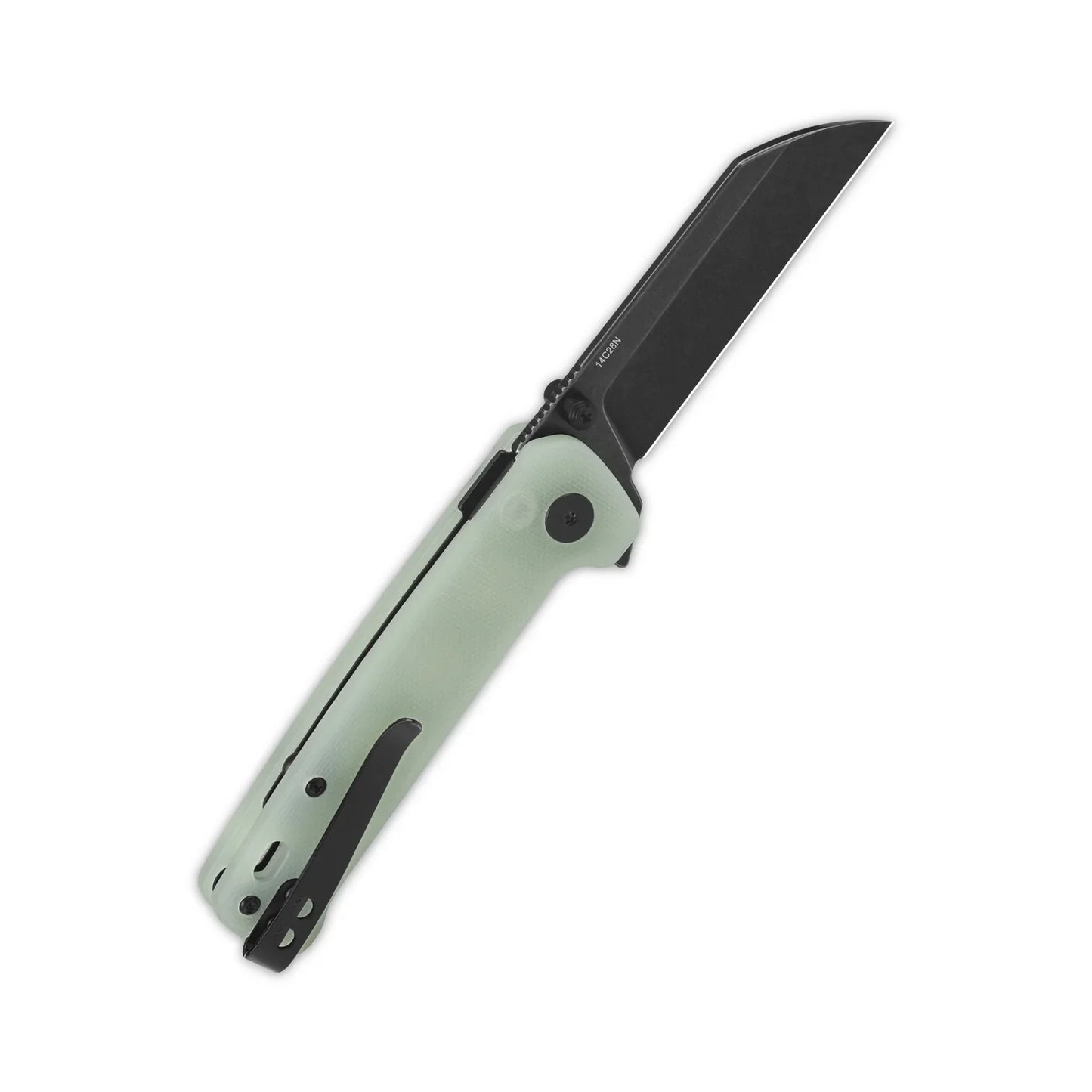 QSP Penguin 3.06" 14C28N Black Stonewashed Blade Jade G10 QS130BL-B2