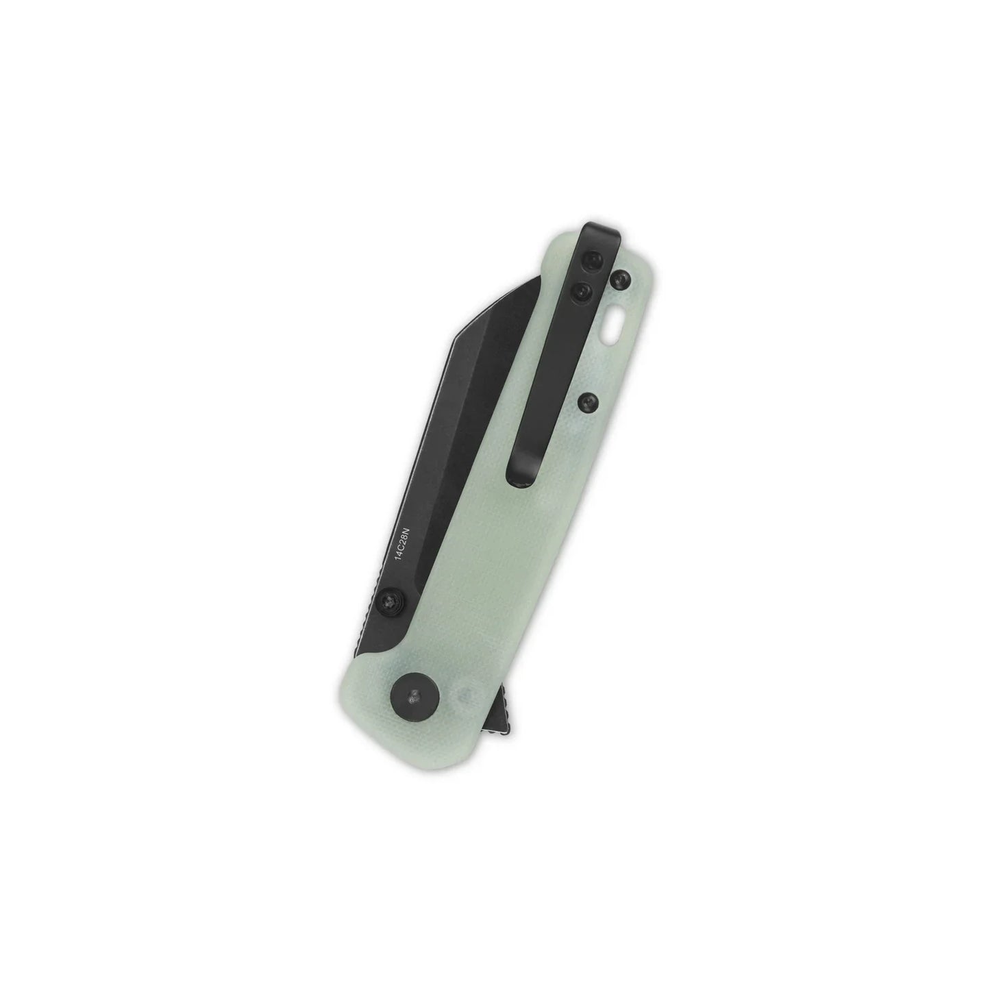 QSP Penguin 3.06" 14C28N Black Stonewashed Blade Jade G10 QS130BL-B2