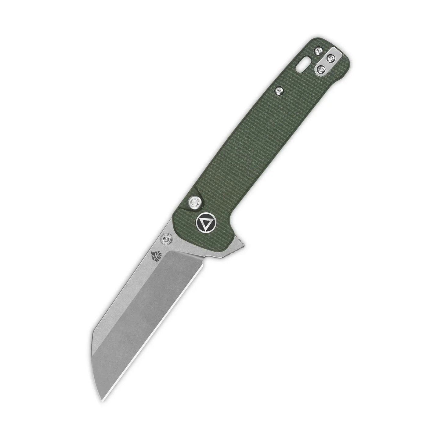 QSP Penguin 3.06" 14C28N Stonewashed Blade Green Micarta QS130BL-C1
