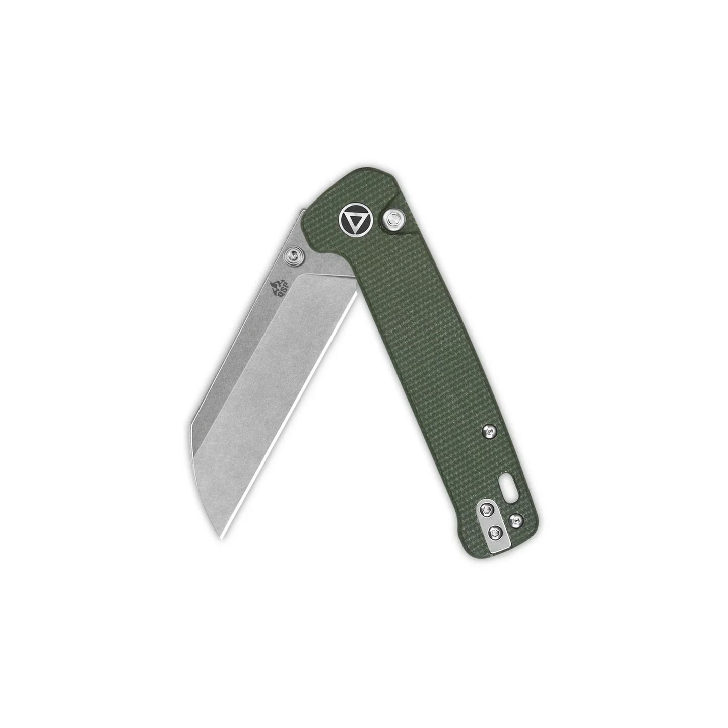 QSP Penguin 3.06" 14C28N Stonewashed Blade Green Micarta QS130BL-C1