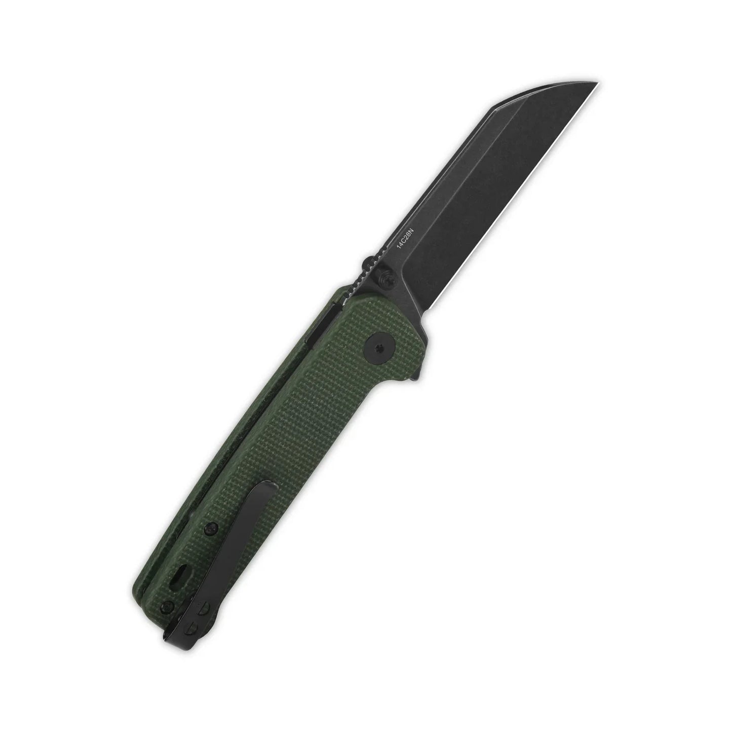 QSP Penguin 3.06" 14C28N Black Stonewashed Green Micarta QS130BL-C2