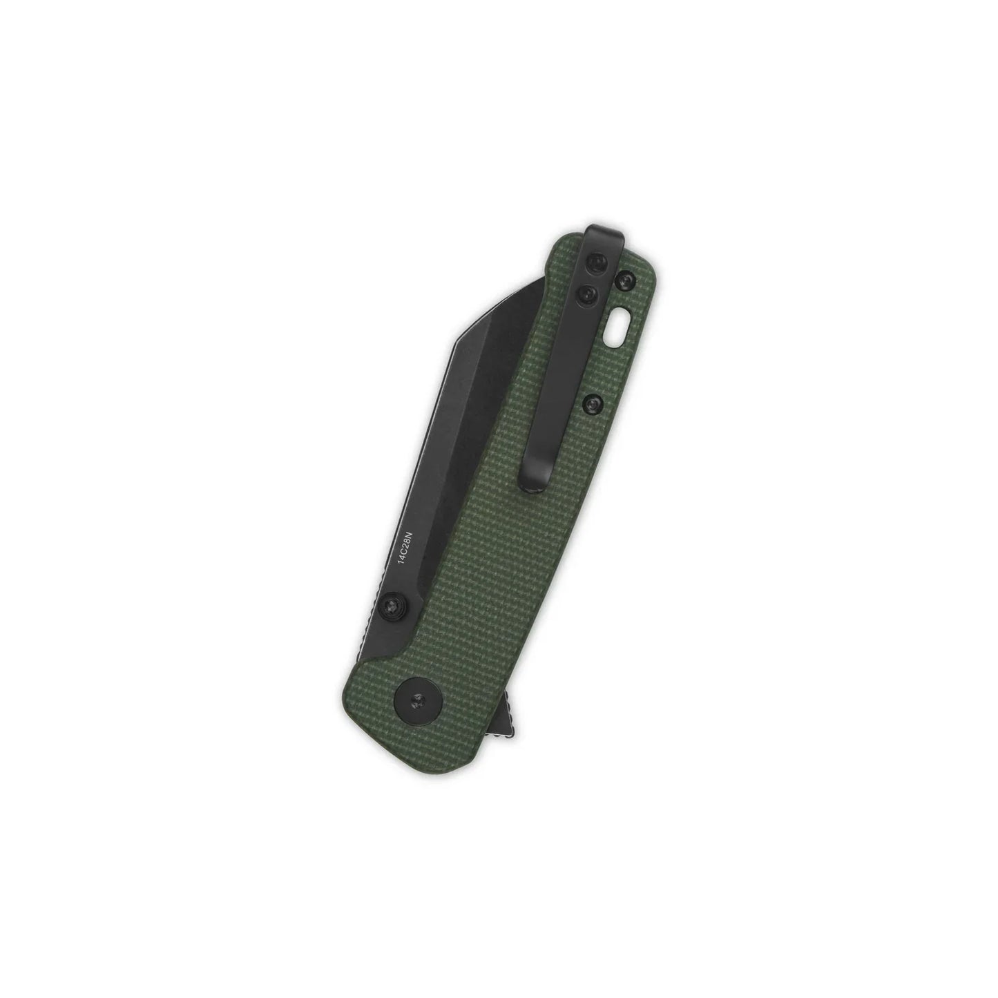 QSP Penguin 3.06" 14C28N Black Stonewashed Green Micarta QS130BL-C2