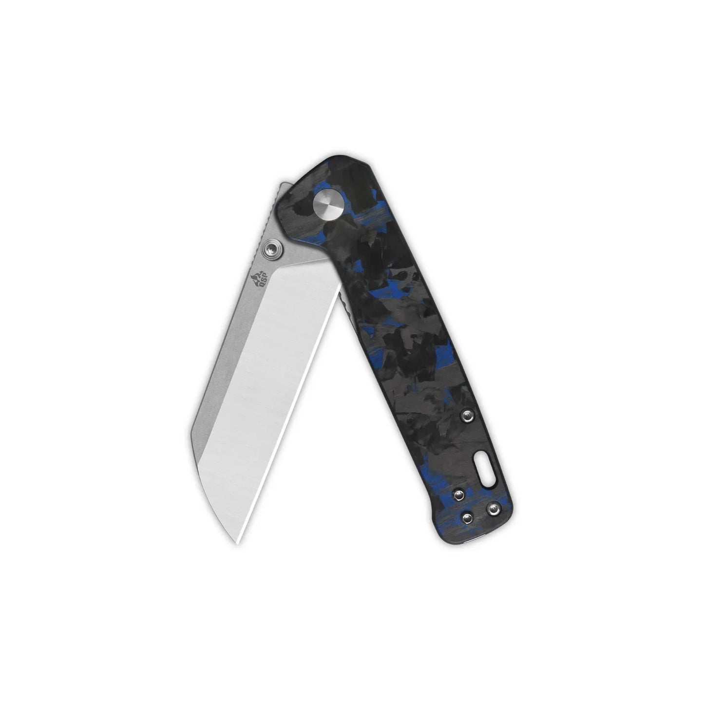 QSP Penguin V2 3.06" Blue Shredded CF overlay G10 handle QS130V2-E1