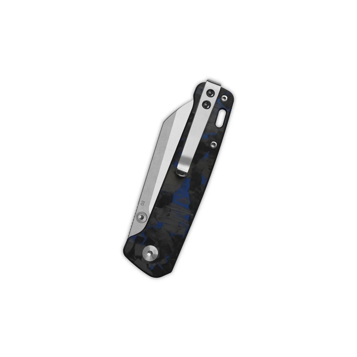 QSP Penguin V2 3.06" Blue Shredded CF overlay G10 handle QS130V2-E1