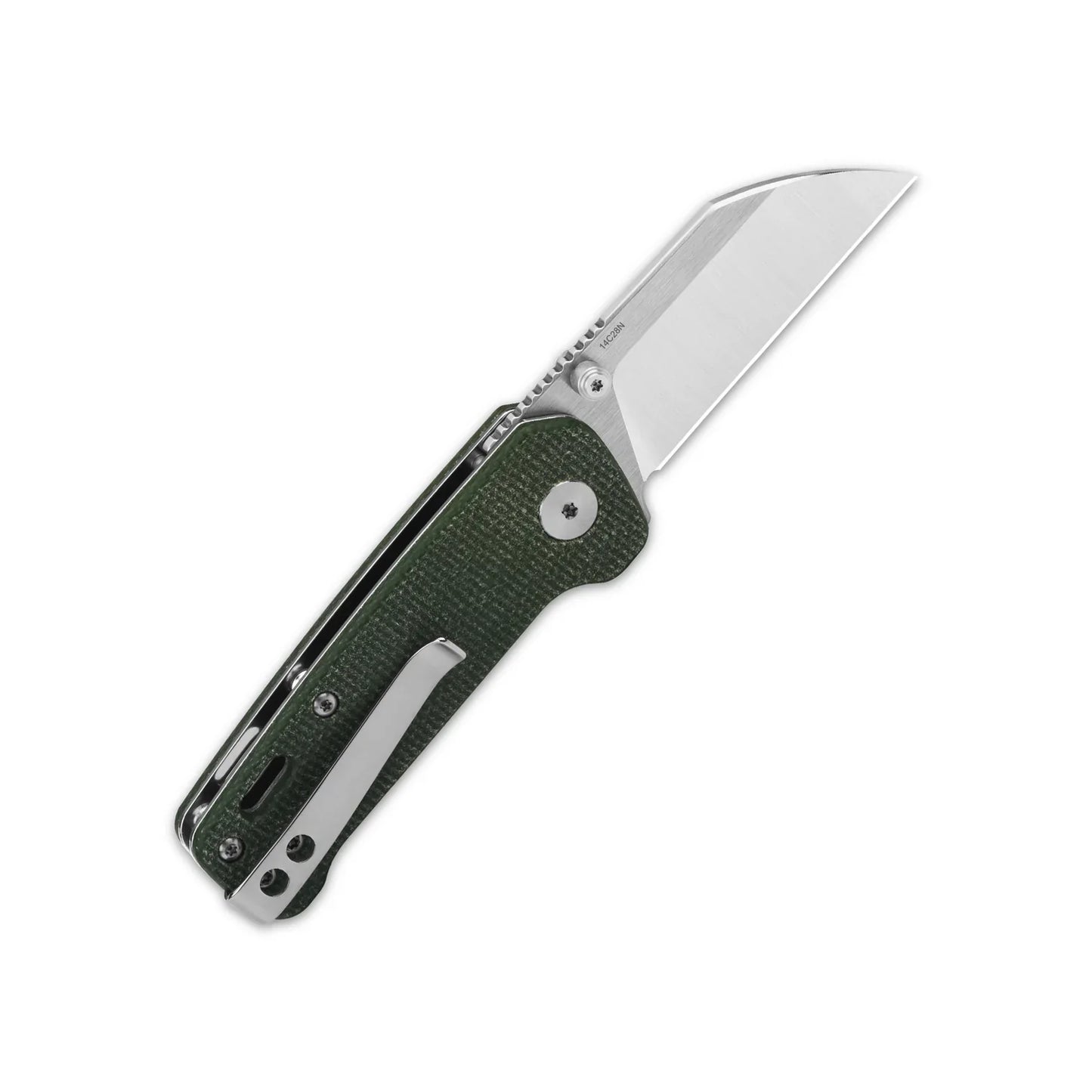 QSP Penguin Mini 2.25" 14C28N,2 tone Satin finish Green Micarta QS130XS-C