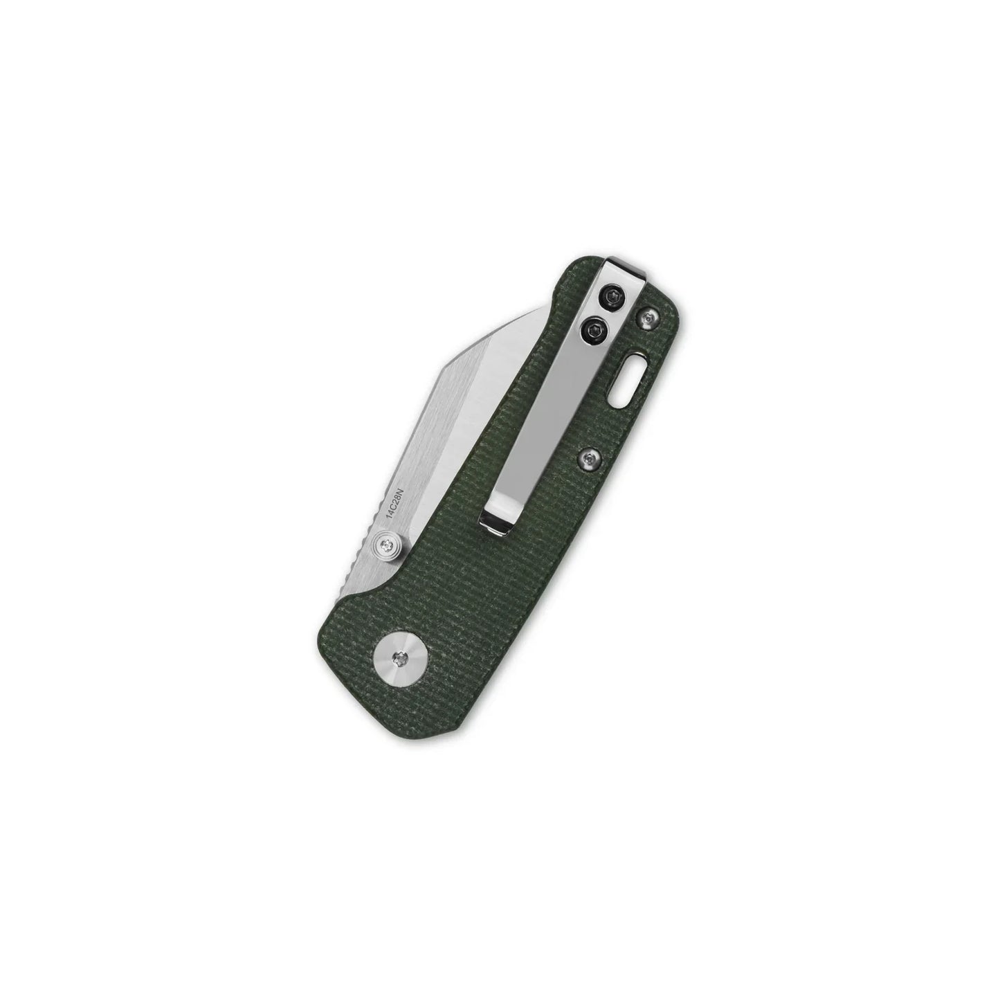 QSP Penguin Mini 2.25" 14C28N,2 tone Satin finish Green Micarta QS130XS-C