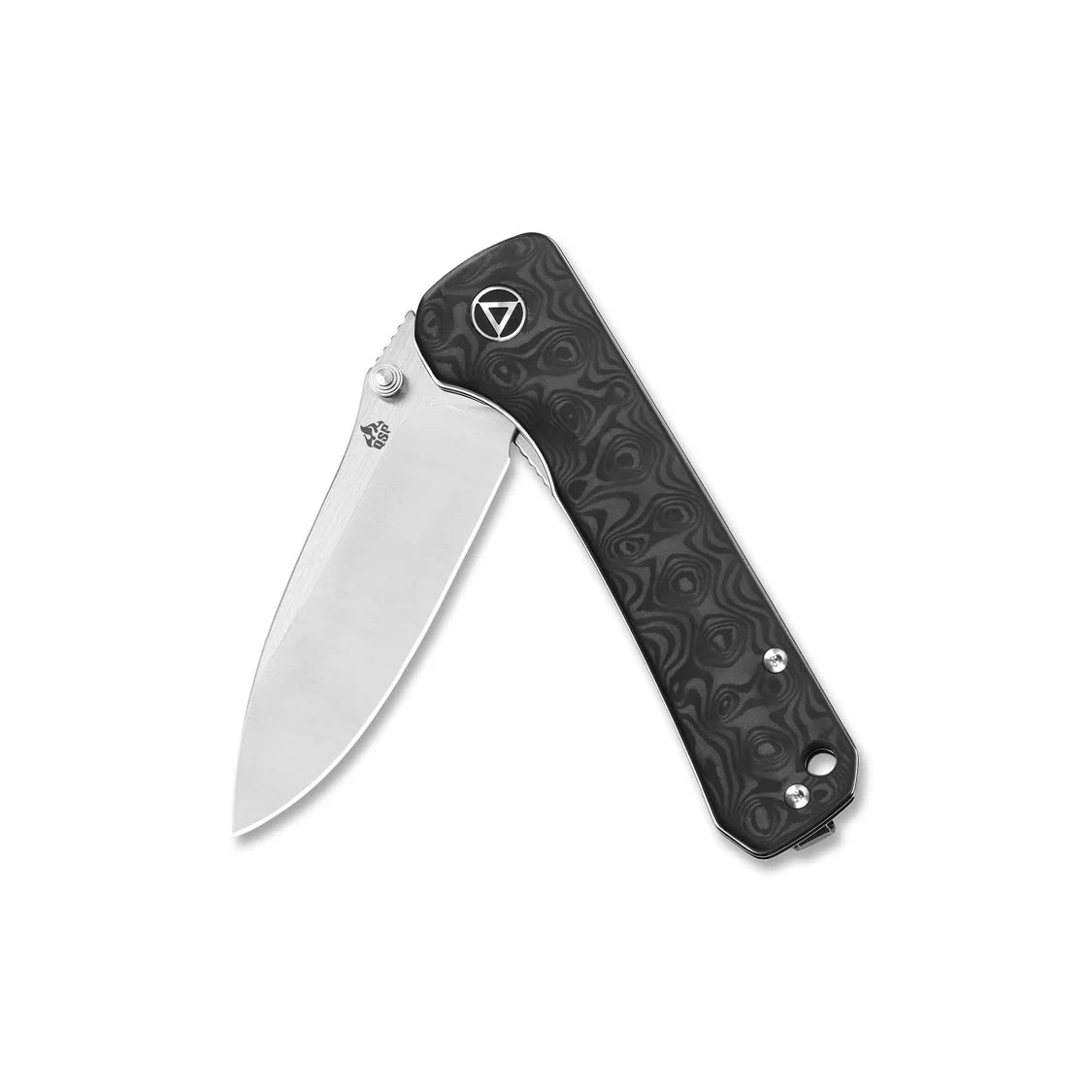 QSP Knife Hawk 3.225'' Laminated Damascus / S35VN Marbled Carbon Fiber QS131-C