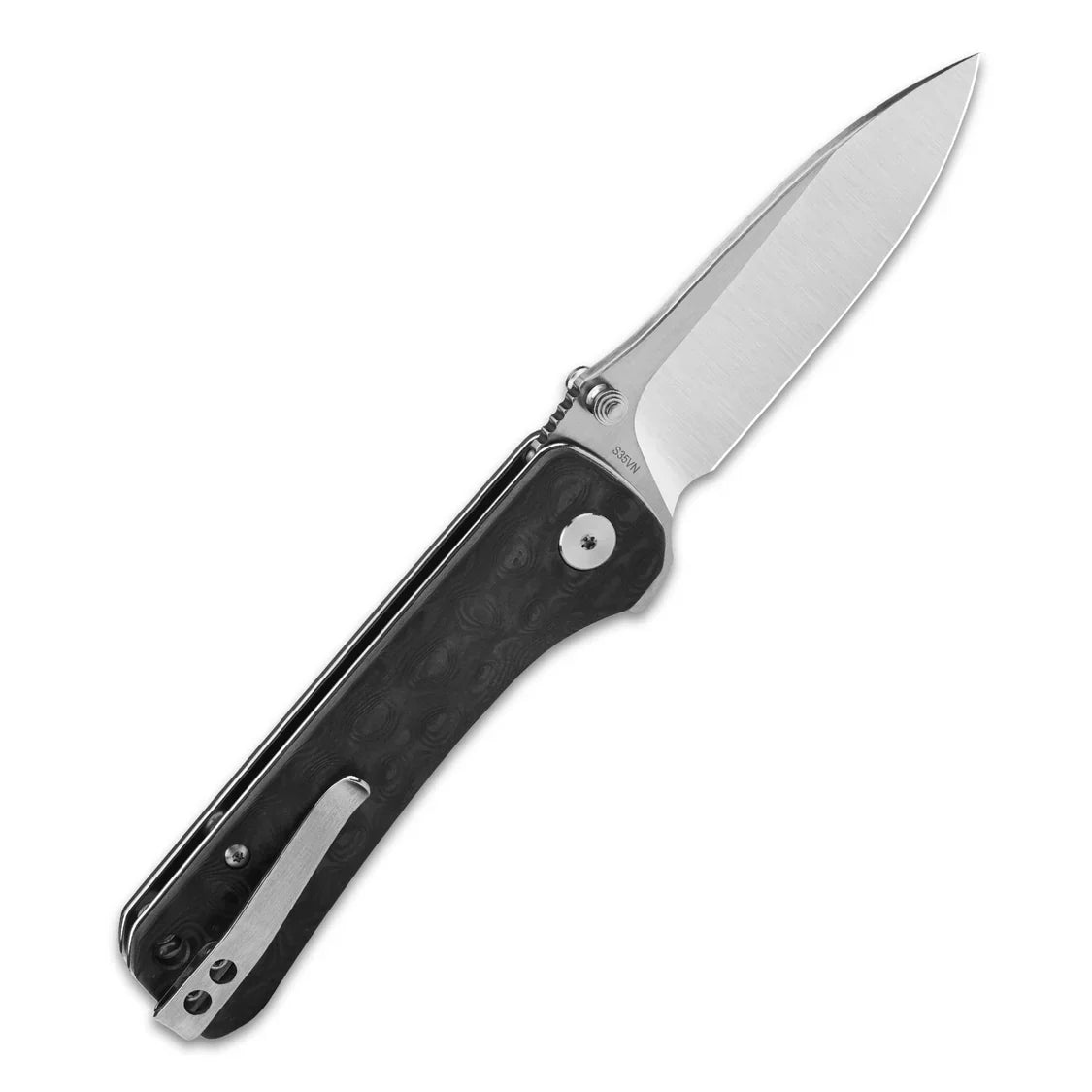 QSP Knife Hawk 3.225'' Laminated Damascus / S35VN Marbled Carbon Fiber QS131-C