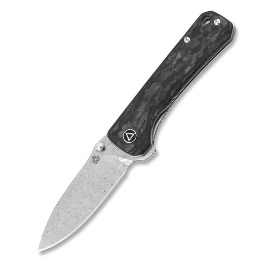 QSP Hawk 3.225" Laminated Damascus/S35VN Shredded Carbon Fiber QS131-E