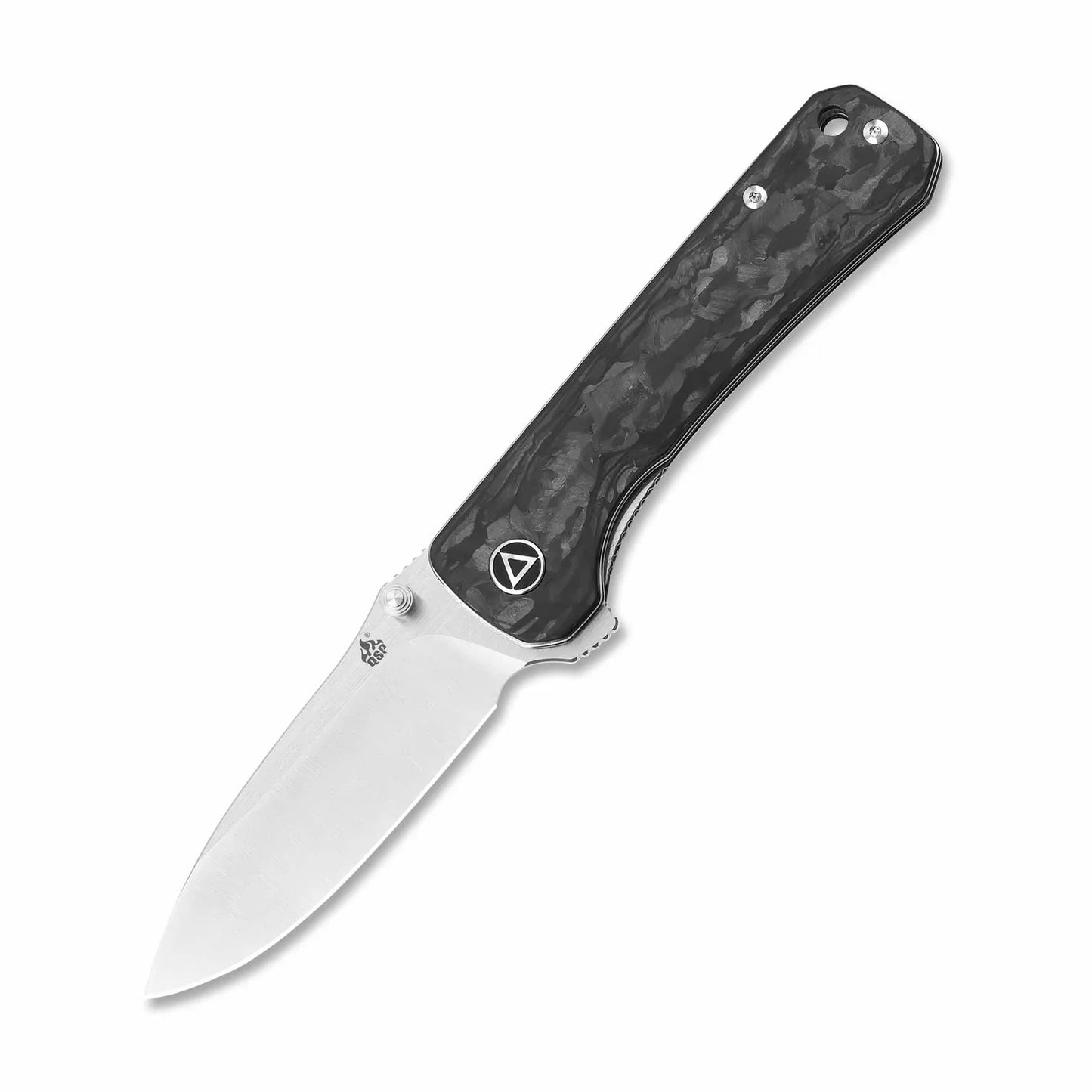 QSP Hawk 3.225" Laminated Damascus/S35VN Shredded Carbon Fiber QS131-E