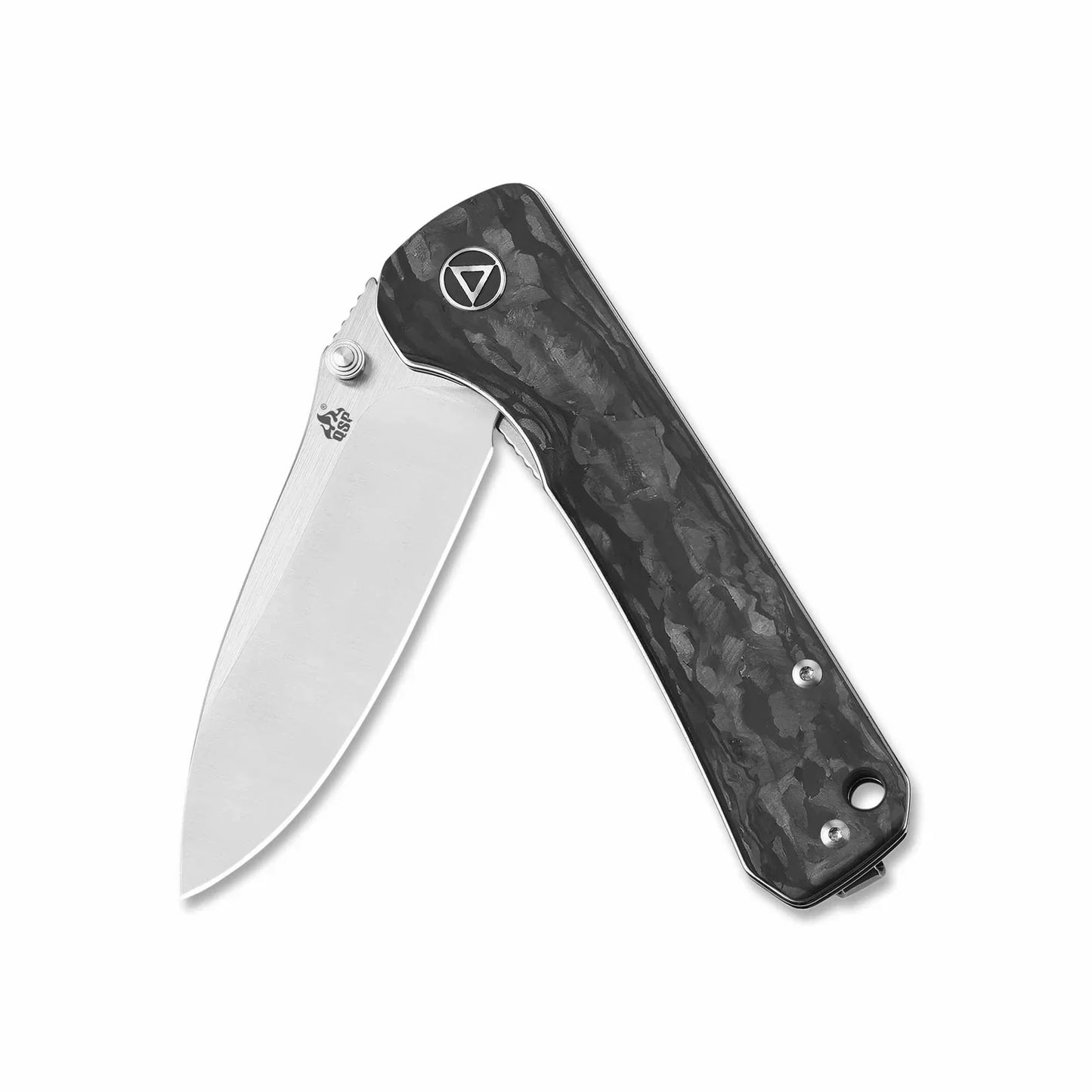QSP Hawk 3.225" Laminated Damascus/S35VN Shredded Carbon Fiber QS131-E
