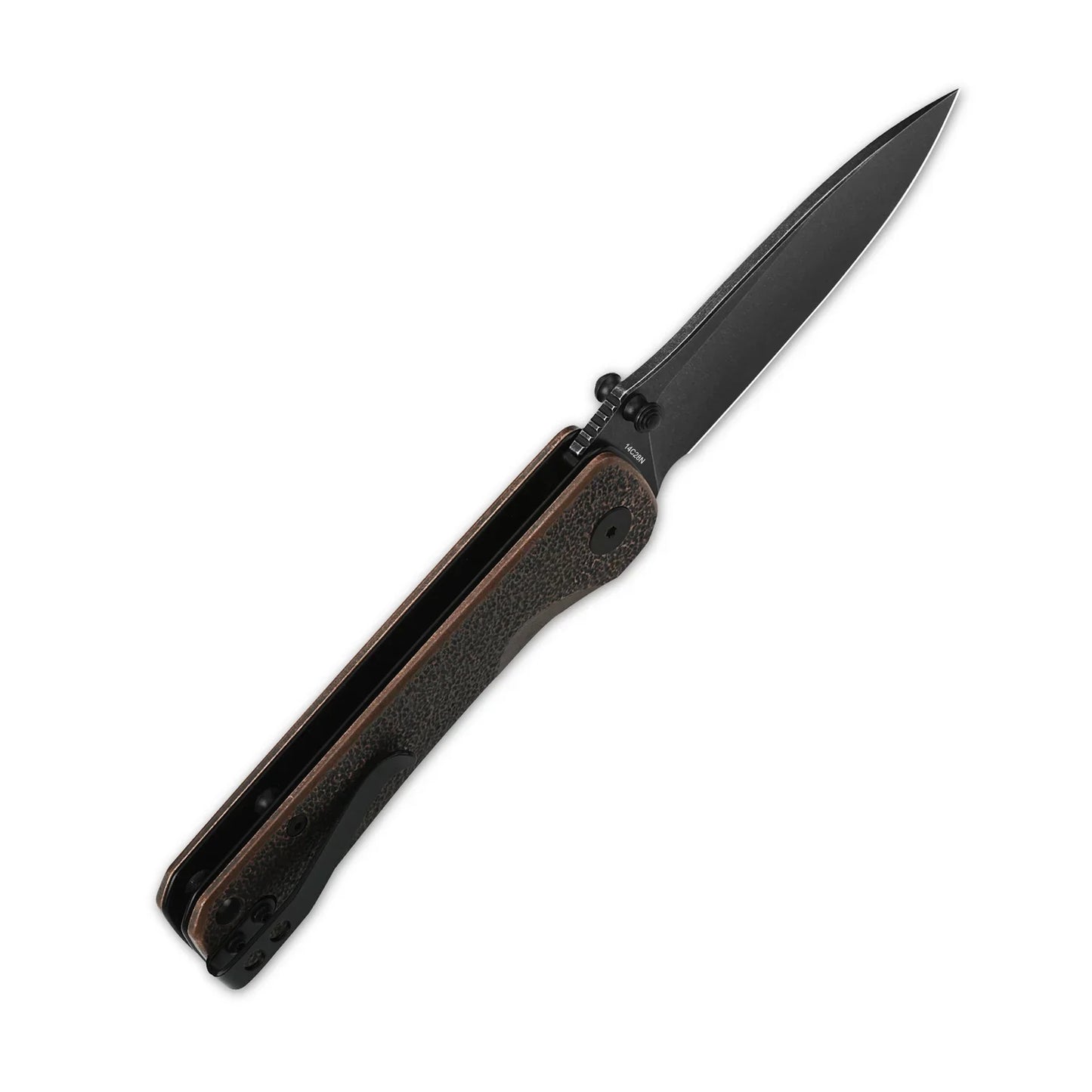 QSP Hawk 3.225" 14C28N Black stonewashed blade Copper QS131-N