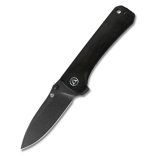 QSP Hawk 3.225" 14C28N Black Stonewashed blade Ebony wood QS131-P2