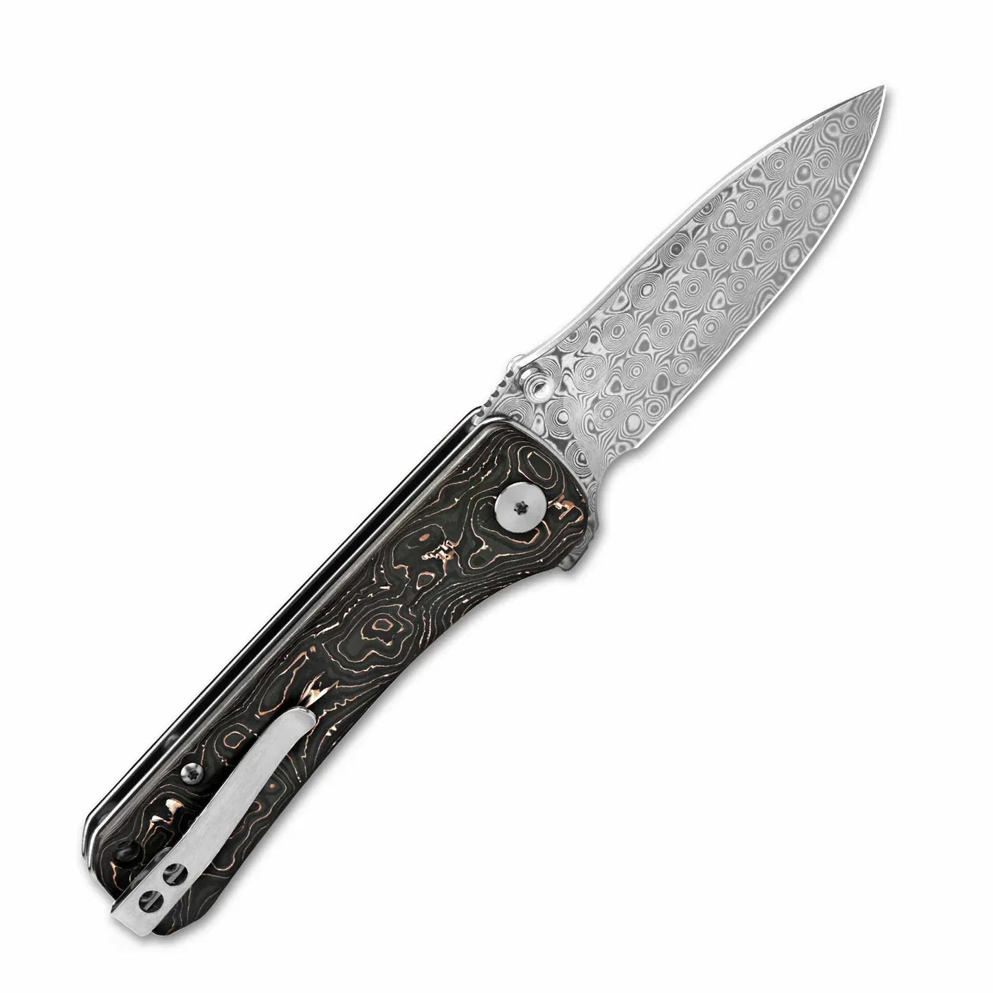 QSP Hawk 3.225" Laminated Damascus/S35VN Copper foil Carbon Fiber QS131-S