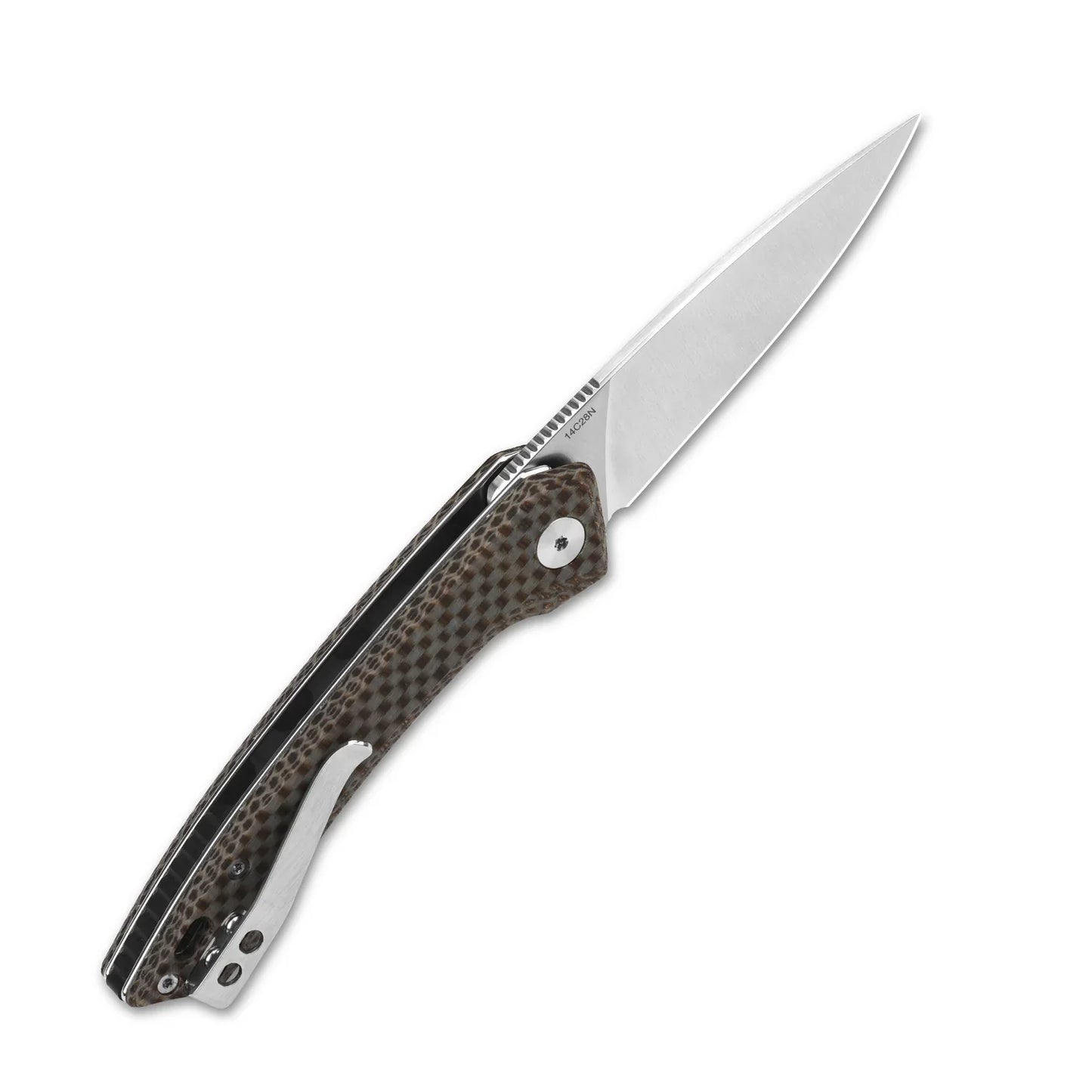 QSP Leopard 3.0" 14C28N Brown texture micarta QS135-D