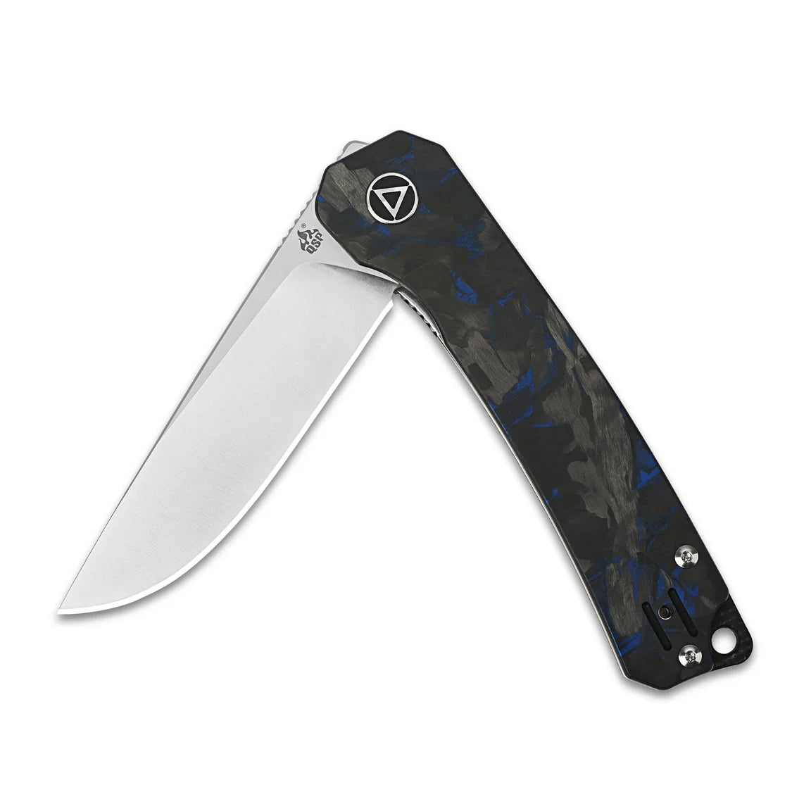 QSP Knife Osprey 3.25" 14C28N Blue Shredded Carbon Fiber Overlay G10 QS139-G1