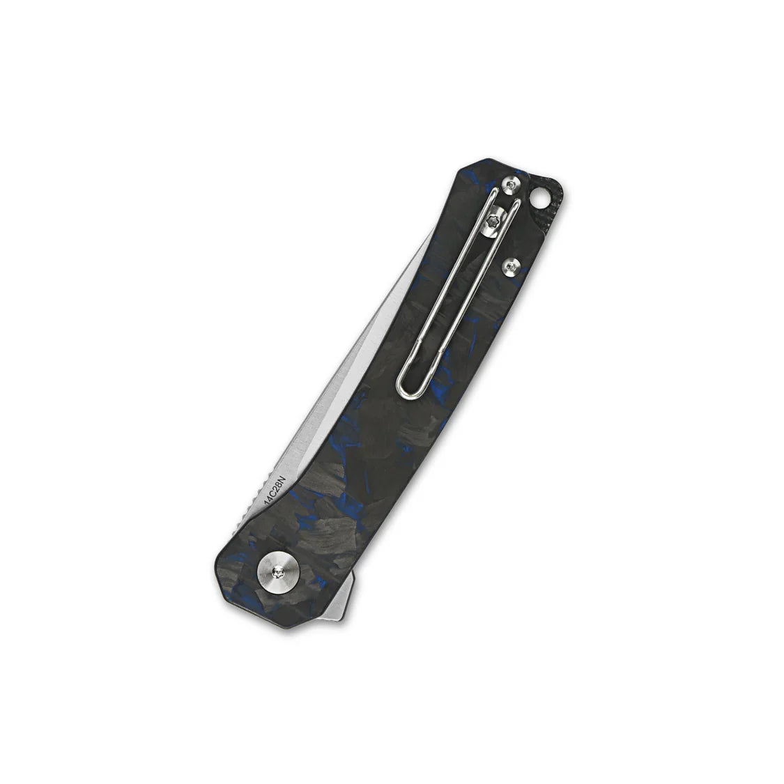 QSP Knife Osprey 3.25" 14C28N Blue Shredded Carbon Fiber Overlay G10 QS139-G1