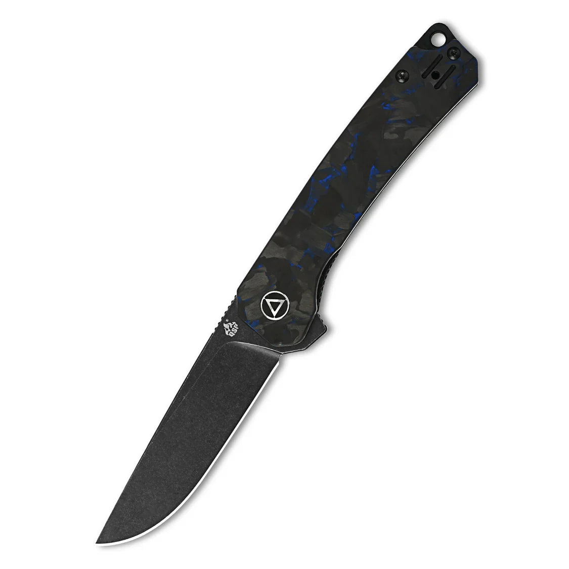 QSP Knife Osprey 3.25" 14C28N Blue Shredded Carbon Fiber Overlay G10 QS139-G2