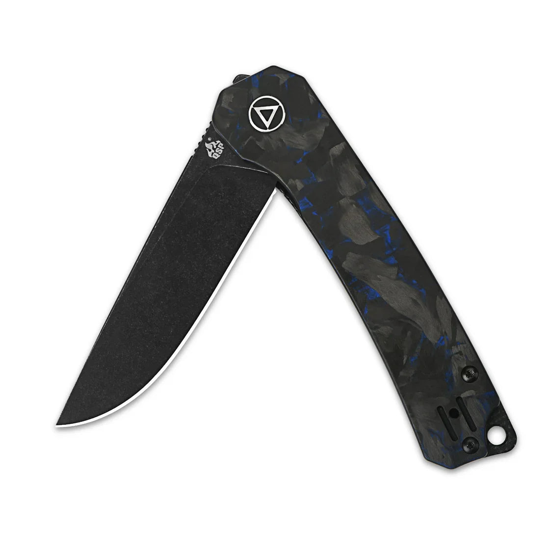 QSP Knife Osprey 3.25" 14C28N Blue Shredded Carbon Fiber Overlay G10 QS139-G2