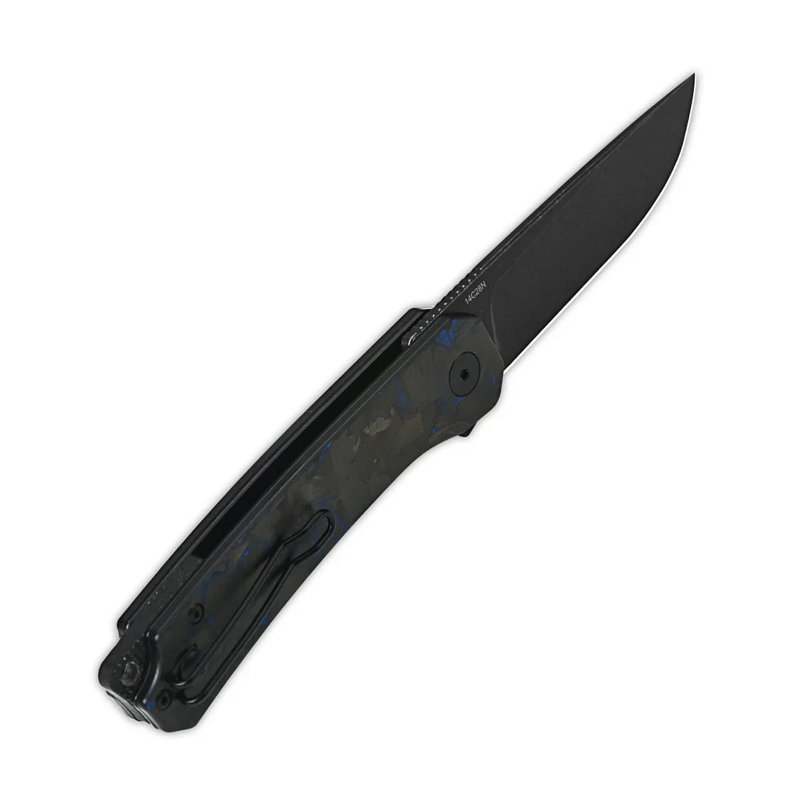 QSP Knife Osprey 3.25" 14C28N Blue Shredded Carbon Fiber Overlay G10 QS139-G2