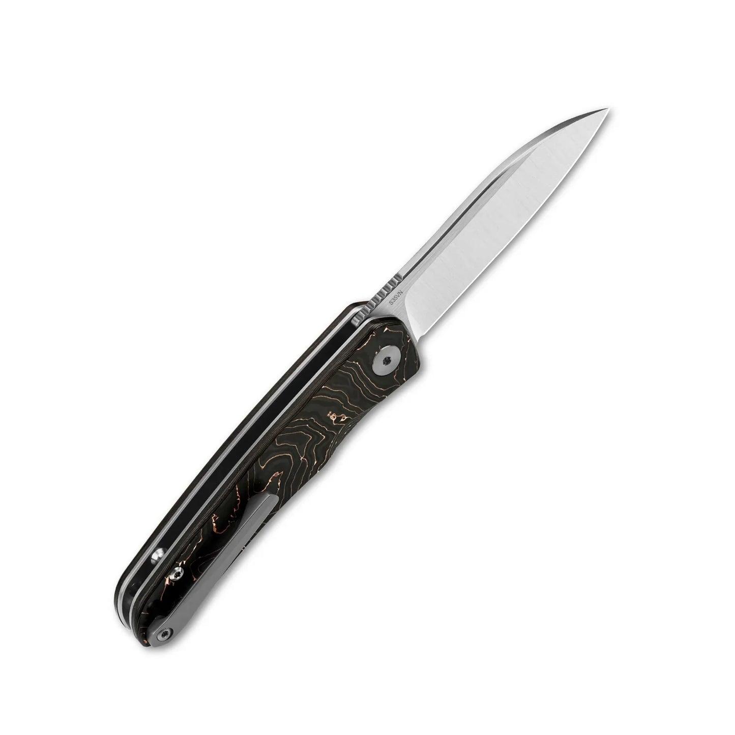 QSP Otter 2.7" S35VN 2 Tone Satin Blade Copper foil carbon fiber QS140-B1