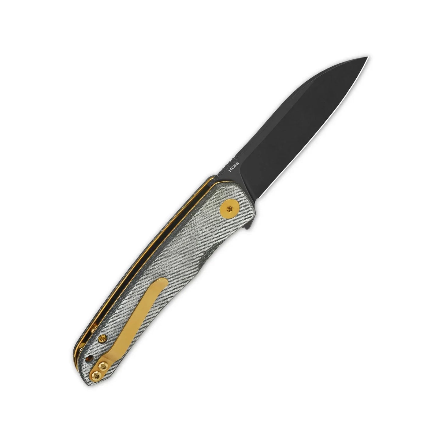QSP Otter 2.7" 14C28N Black Blade Denim Micarta QS140-F2