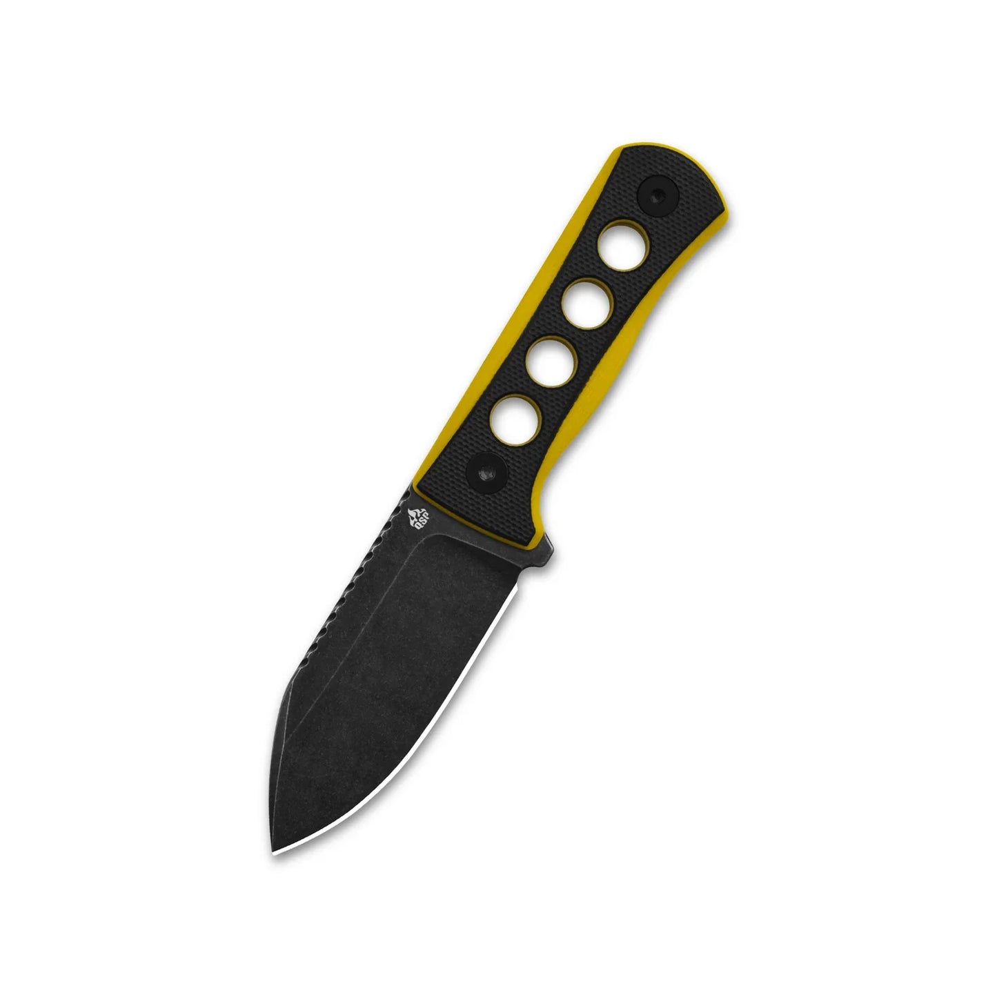 QSP Canary Neck Knife 2.50" 14C28N, Black Stoned wash Black/Yellow G10 QS141-A2