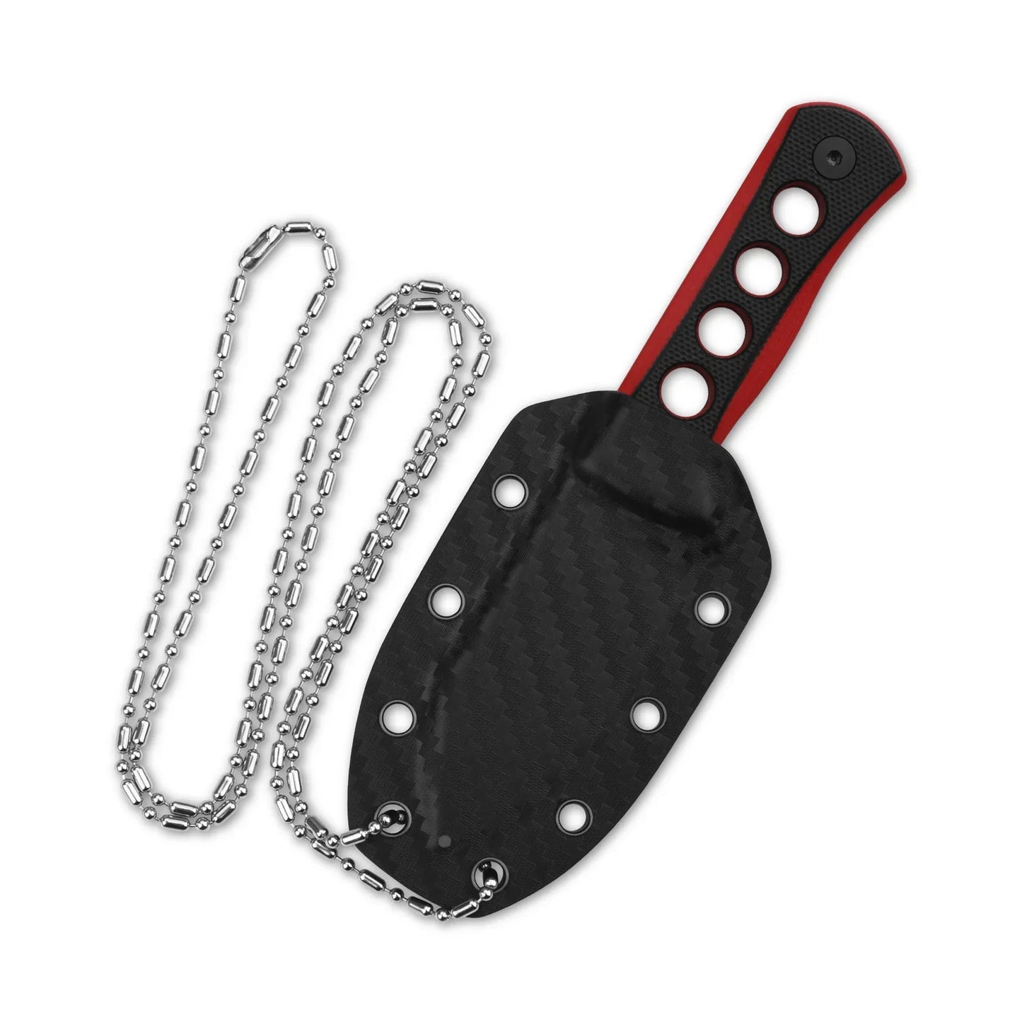 QSP Canary Neck Knife 2.50" 14C28N Black/Red G10 QS141-B2