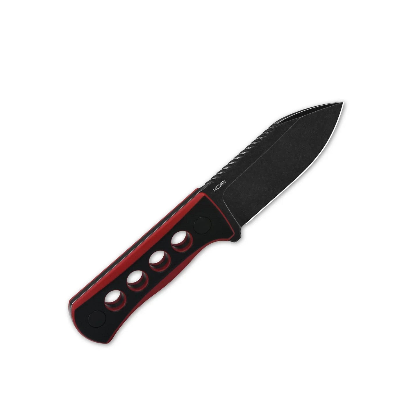 QSP Canary Neck Knife 2.50" 14C28N Black/Red G10 QS141-B2